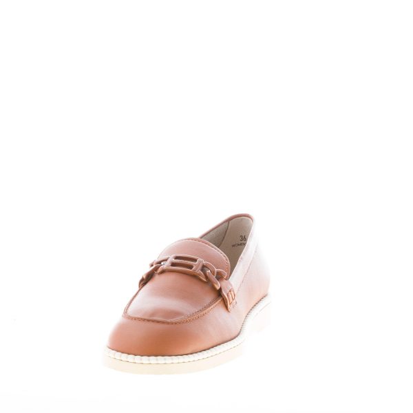 HOGAN donna mocassino H642 destrutturato in pelle CUOIO con accessorio catena - immagine 2