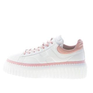 HOGAN donna sneaker H-Stripes in pelle BIANCO e ROSA