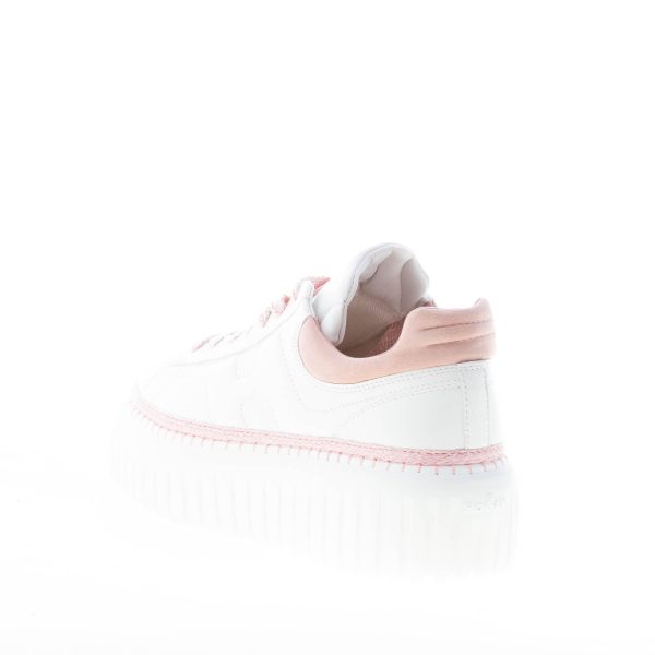 HOGAN donna sneaker H-Stripes in pelle BIANCO e ROSA - immagine 3