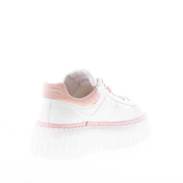 HOGAN donna sneaker H-Stripes in pelle BIANCO e ROSA - immagine 4
