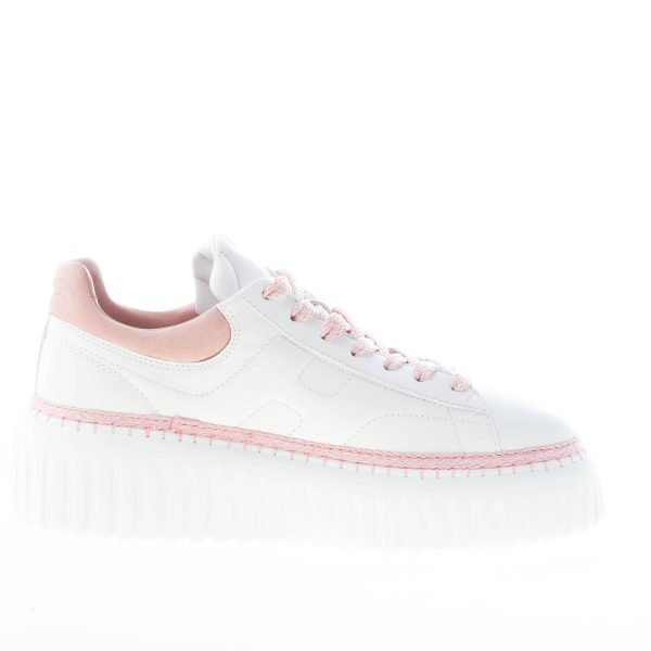 HOGAN donna sneaker H-Stripes in pelle BIANCO e ROSA - immagine 5
