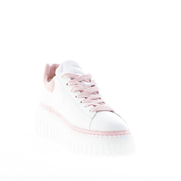 HOGAN donna sneaker H-Stripes in pelle BIANCO e ROSA - immagine 6
