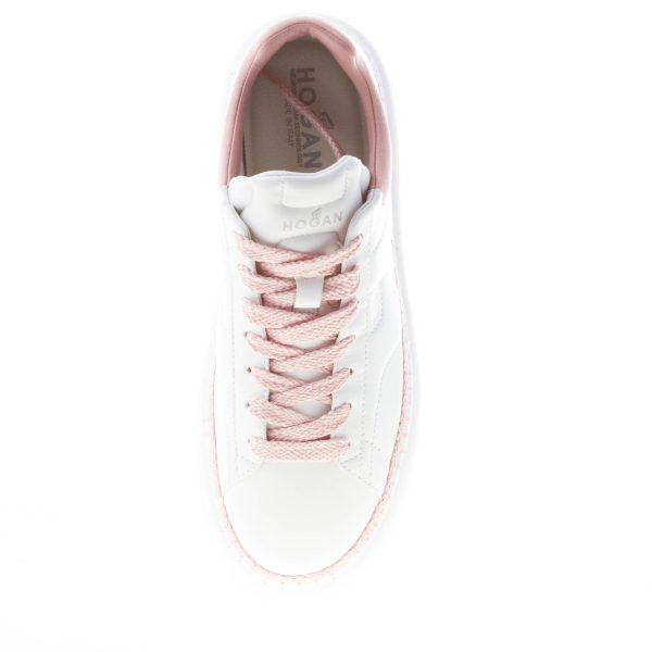 HOGAN donna sneaker H-Stripes in pelle BIANCO e ROSA - immagine 7