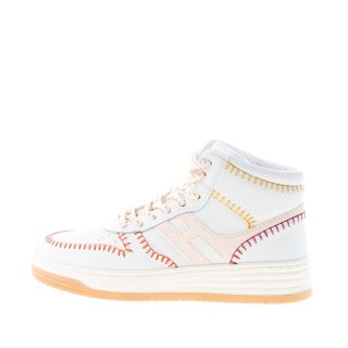 HOGAN donna sneaker H630 Basket in pelle e camoscio BIANCO LATTE e CIPRIA