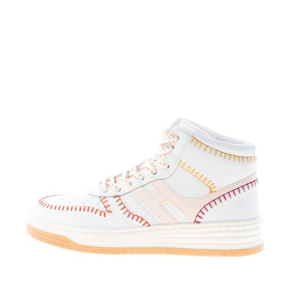 HOGAN donna sneaker H630 Basket in pelle e camoscio BIANCO LATTE e CIPRIA
