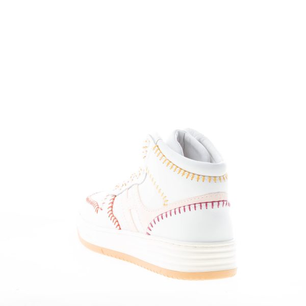 HOGAN donna sneaker H630 Basket in pelle e camoscio BIANCO LATTE e CIPRIA - immagine 3