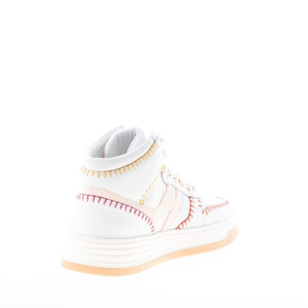 HOGAN donna sneaker H630 Basket in pelle e camoscio BIANCO LATTE e CIPRIA - immagine 4
