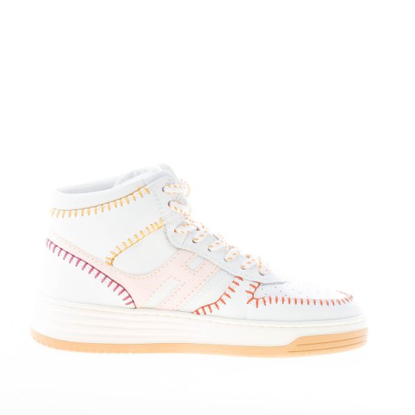 HOGAN donna sneaker H630 Basket in pelle e camoscio BIANCO LATTE e CIPRIA - immagine 5