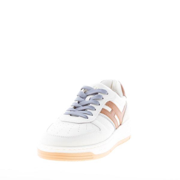 HOGAN donna sneaker H630 Basket in pelle e camoscio BIANCO LATTE e MARRONE - immagine 2