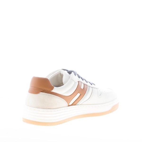 HOGAN donna sneaker H630 Basket in pelle e camoscio BIANCO LATTE e MARRONE - immagine 4