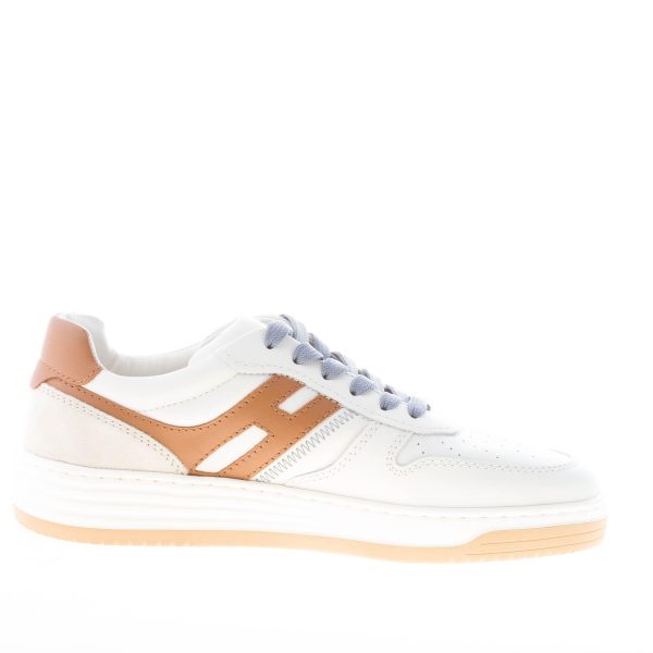 HOGAN donna sneaker H630 Basket in pelle e camoscio BIANCO LATTE e MARRONE - immagine 5