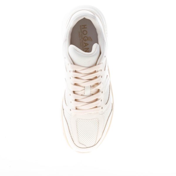 HOGAN donna sneaker H665 in pelle BEIGE con punzonature - immagine 7