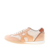 HOGAN donna sneaker Olympia Z in nabuk CAMMELLO e tessuto bouclè AVANA