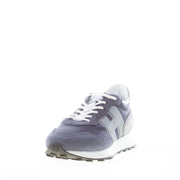 HOGAN uomo H601 sneaker in camoscio e tessuto tecnico BLU e GRIGIO - immagine 2