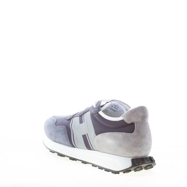 HOGAN uomo H601 sneaker in camoscio e tessuto tecnico BLU e GRIGIO - immagine 3