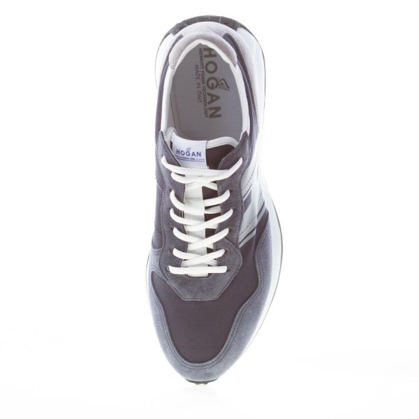 HOGAN uomo H601 sneaker in camoscio e tessuto tecnico BLU e GRIGIO - immagine 7