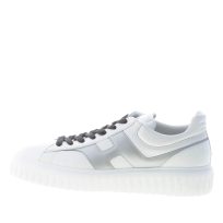 HOGAN uomo H645 sneaker H-STRIPES in nappa BIANCO più ARGENTO