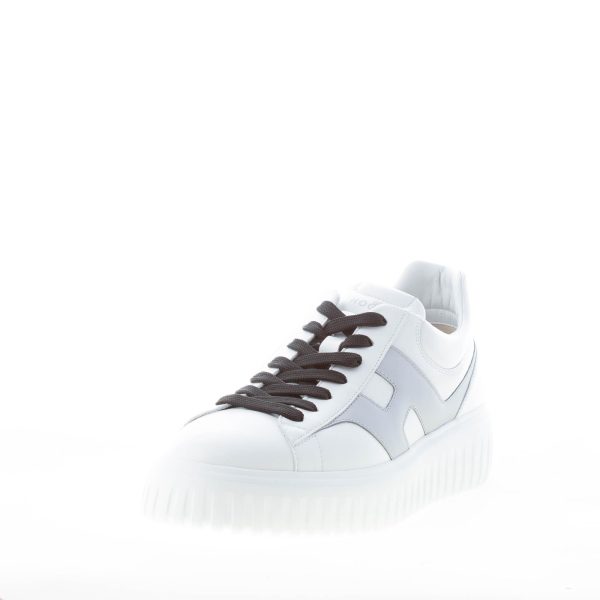 HOGAN uomo H645 sneaker H-STRIPES in nappa BIANCO più ARGENTO - immagine 2