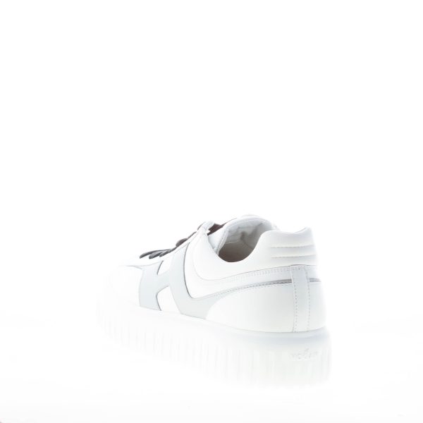 HOGAN uomo H645 sneaker H-STRIPES in nappa BIANCO più ARGENTO - immagine 3