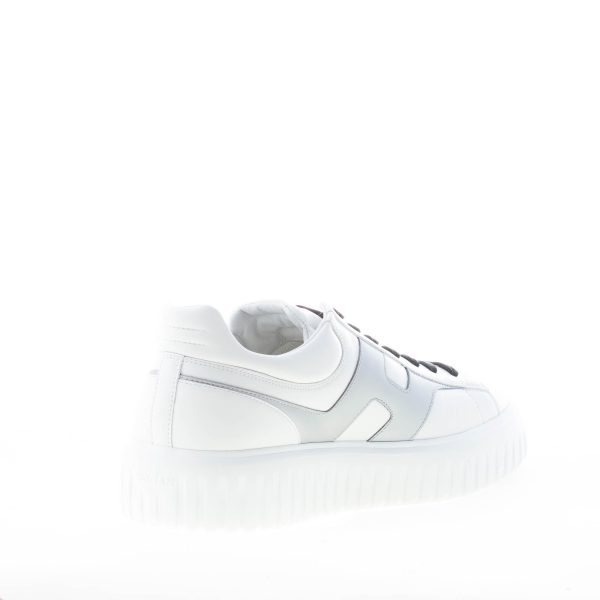 HOGAN uomo H645 sneaker H-STRIPES in nappa BIANCO più ARGENTO - immagine 4
