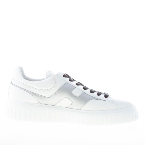 HOGAN uomo H645 sneaker H-STRIPES in nappa BIANCO più ARGENTO - immagine 5