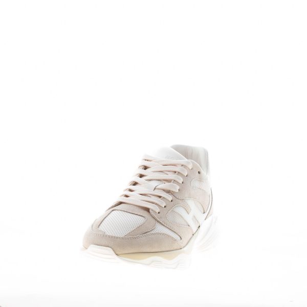 HOGAN uomo H665 sneaker in camoscio e pelle BEIGE e PANNA con punzonature - immagine 2