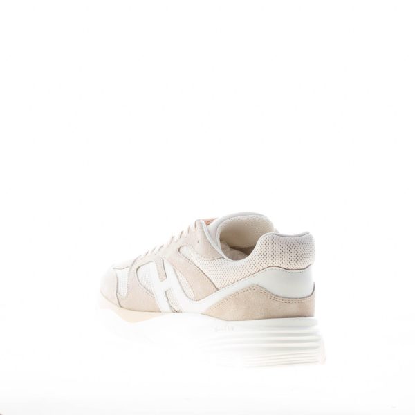 HOGAN uomo H665 sneaker in camoscio e pelle BEIGE e PANNA con punzonature - immagine 3