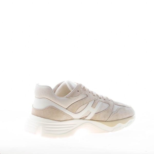 HOGAN uomo H665 sneaker in camoscio e pelle BEIGE e PANNA con punzonature - immagine 4