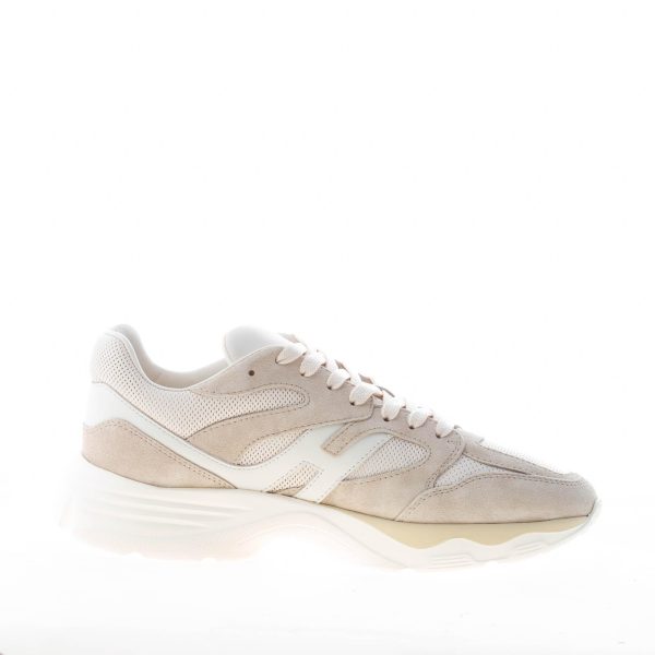 HOGAN uomo H665 sneaker in camoscio e pelle BEIGE e PANNA con punzonature - immagine 5
