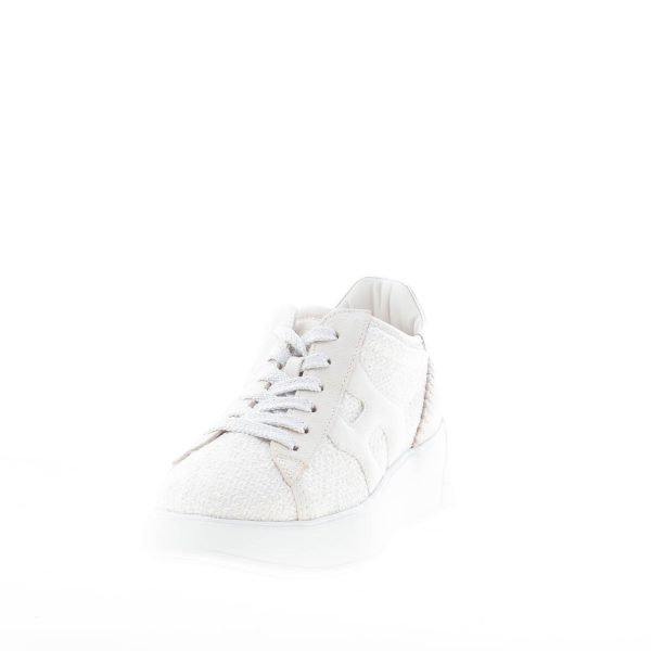 HOGAN donna Rebel sneaker in pelle PANNA e beige con tessuto bouclè - immagine 2