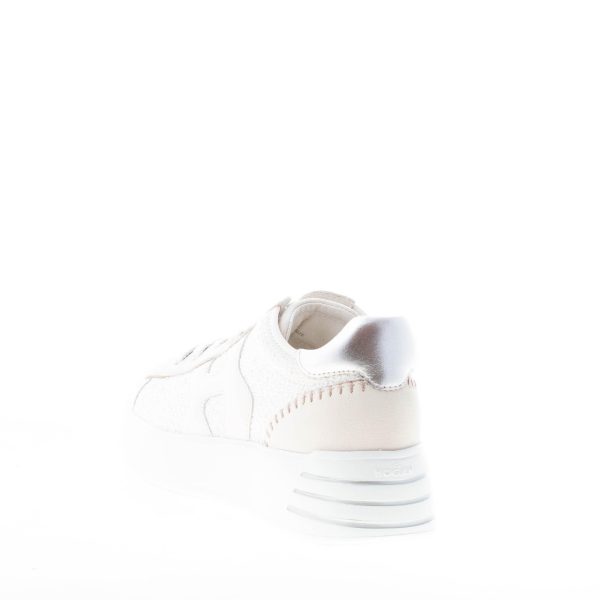 HOGAN donna Rebel sneaker in pelle PANNA e beige con tessuto bouclè - immagine 3