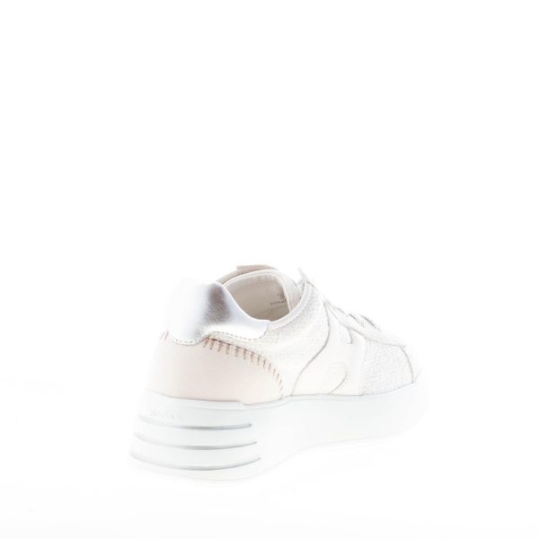 HOGAN donna Rebel sneaker in pelle PANNA e beige con tessuto bouclè - immagine 4