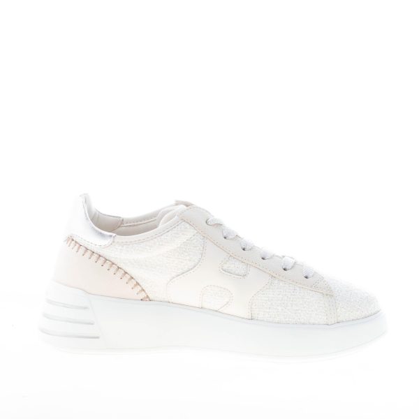 HOGAN donna Rebel sneaker in pelle PANNA e beige con tessuto bouclè - immagine 5