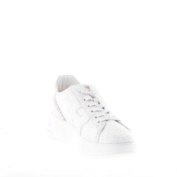 HOGAN donna Rebel sneaker in pelle PANNA e beige con tessuto bouclè - immagine 6