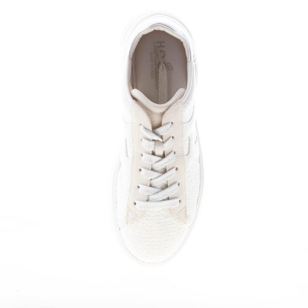 HOGAN donna Rebel sneaker in pelle PANNA e beige con tessuto bouclè - immagine 7