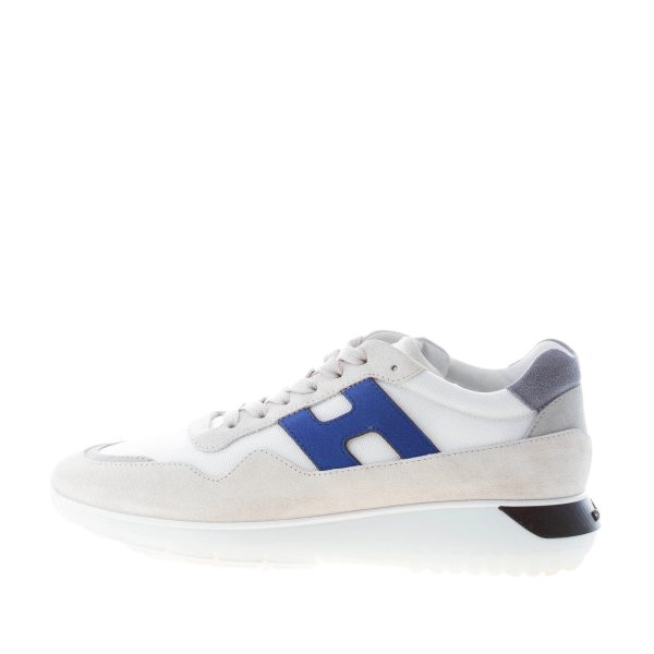 HOGAN uomo Interactive Cube sneaker in camoscio e tessuto tecnico BIANCO più blu e beige