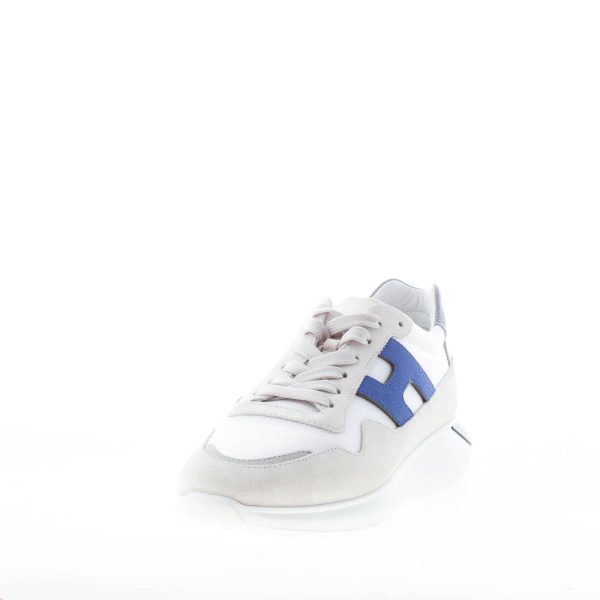 HOGAN uomo Interactive Cube sneaker in camoscio e tessuto tecnico BIANCO più blu e beige - immagine 2