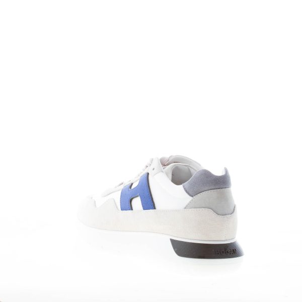 HOGAN uomo Interactive Cube sneaker in camoscio e tessuto tecnico BIANCO più blu e beige - immagine 3