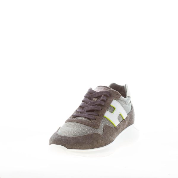 HOGAN uomo Interactive Cube sneaker in camoscio e tessuto tecnico VERDE FANGO più bianco - immagine 2