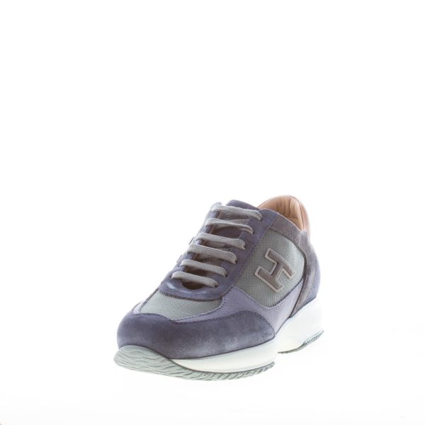 HOGAN uomo Interactive sneaker in camoscio e tessuto BLU DENIM e CUOIO - immagine 2