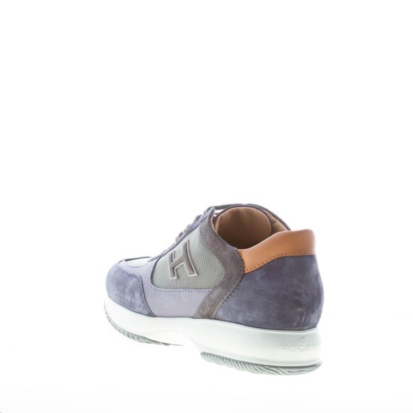 HOGAN uomo Interactive sneaker in camoscio e tessuto BLU DENIM e CUOIO - immagine 3