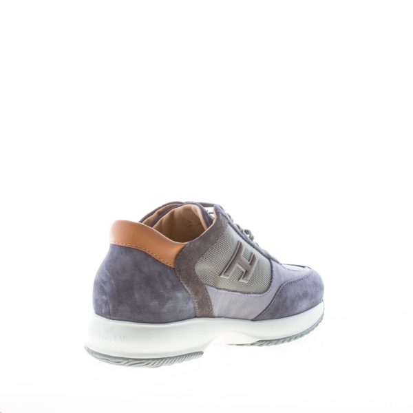 HOGAN uomo Interactive sneaker in camoscio e tessuto BLU DENIM e CUOIO - immagine 4