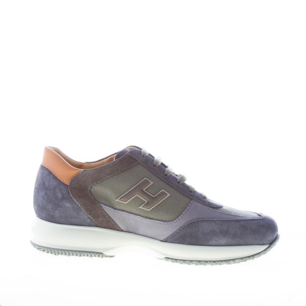 HOGAN uomo Interactive sneaker in camoscio e tessuto BLU DENIM e CUOIO - immagine 5
