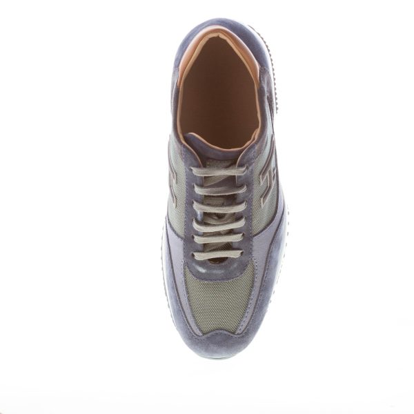 HOGAN uomo Interactive sneaker in camoscio e tessuto BLU DENIM e CUOIO - immagine 7