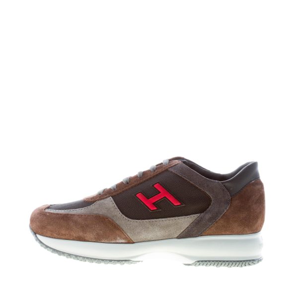 HOGAN uomo Interactive sneaker in camoscio e tessuto GRIGIO e MARRONE più rosso