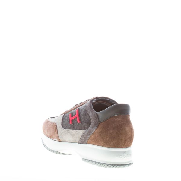 HOGAN uomo Interactive sneaker in camoscio e tessuto GRIGIO e MARRONE più rosso - immagine 3