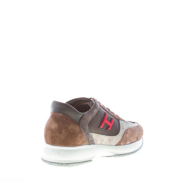 HOGAN uomo Interactive sneaker in camoscio e tessuto GRIGIO e MARRONE più rosso - immagine 4