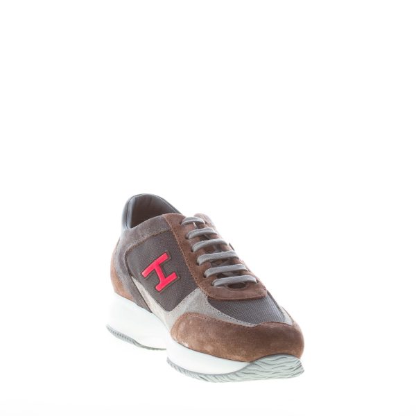 HOGAN uomo Interactive sneaker in camoscio e tessuto GRIGIO e MARRONE più rosso - immagine 6