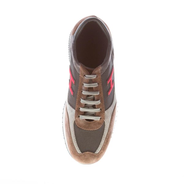 HOGAN uomo Interactive sneaker in camoscio e tessuto GRIGIO e MARRONE più rosso - immagine 7