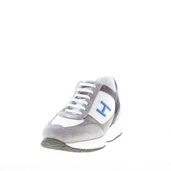 HOGAN uomo Interactive sneaker in camoscio GRIGIO e tessuto BIANCO più blu - immagine 2